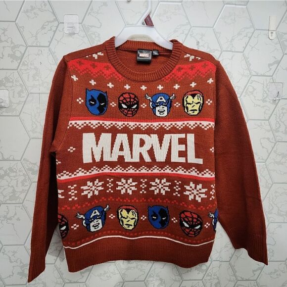 Nwt Marvel Boys Avengers Graphic Holiday Christmas Crew Neck Sweater - Picture 1 of 7
